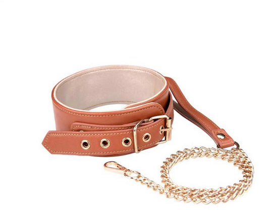 BLAZE - ELITE COLLAR AND CHAIN COGNAC VEGAN LEATHER