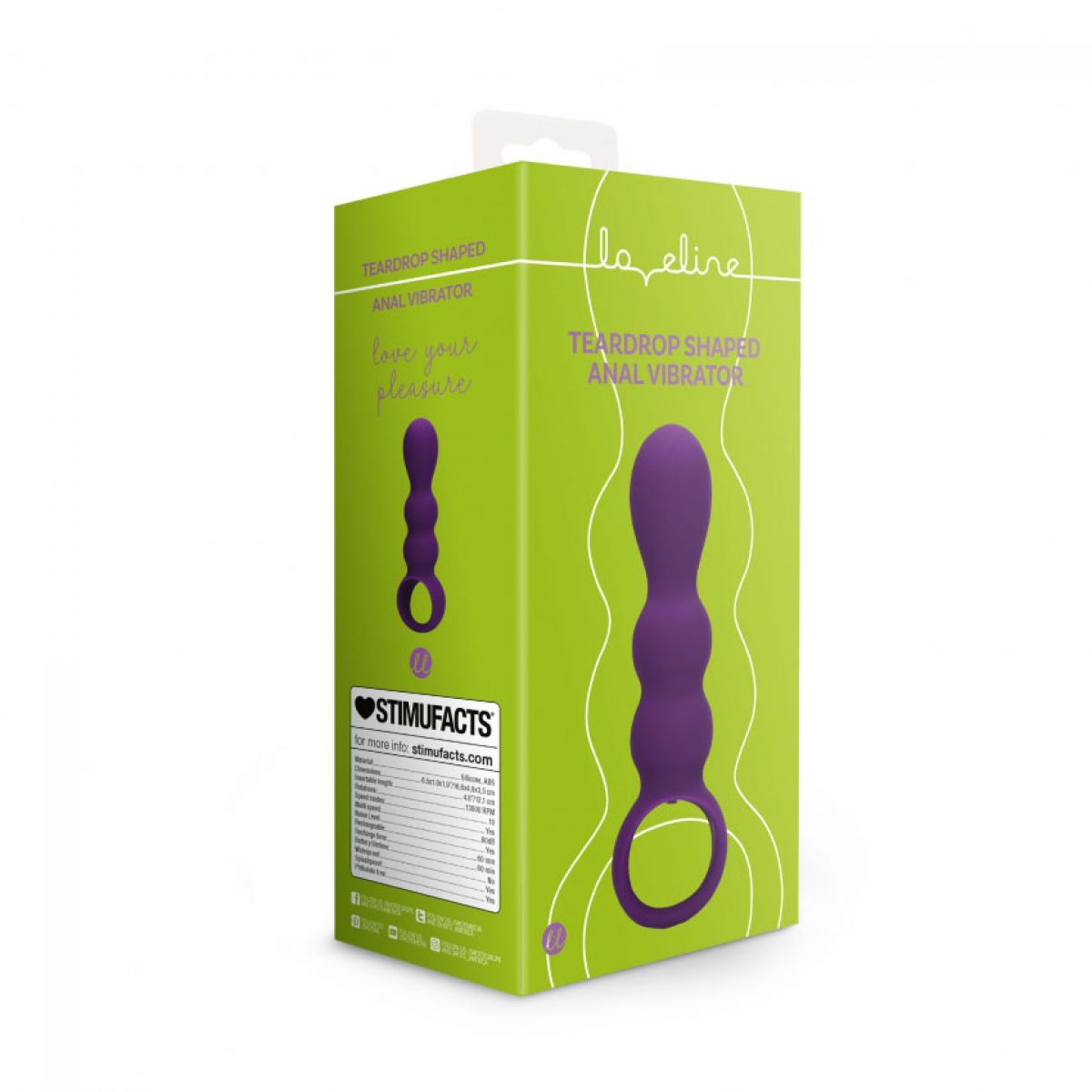 LOVELINE - TEARDROP SHAPED ANAL VIBRATOR CLEAR PURPLE